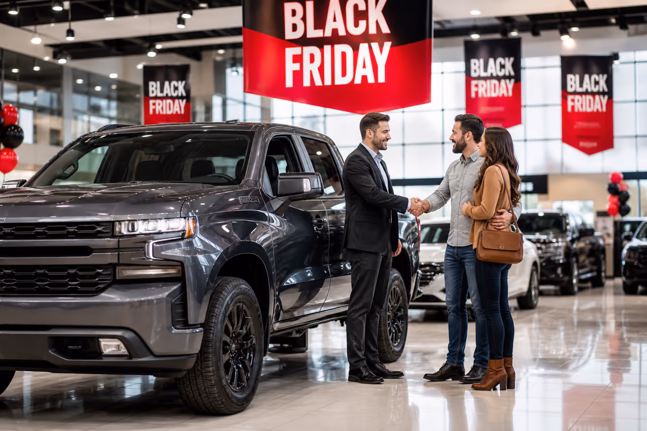Customers Purchasing a Pickup Truck During Black Friday Sale