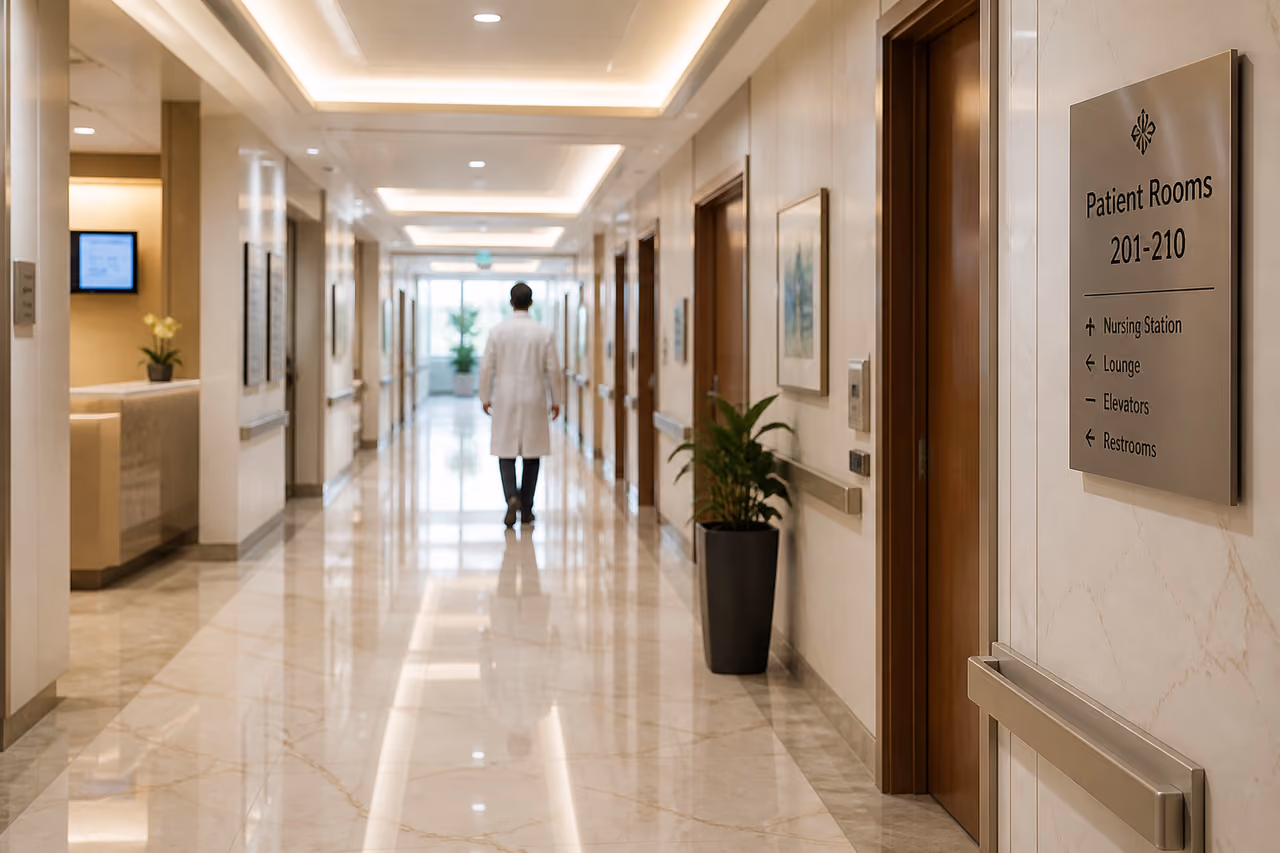 Modern Corridor of a Luxury Private Hospital Facility