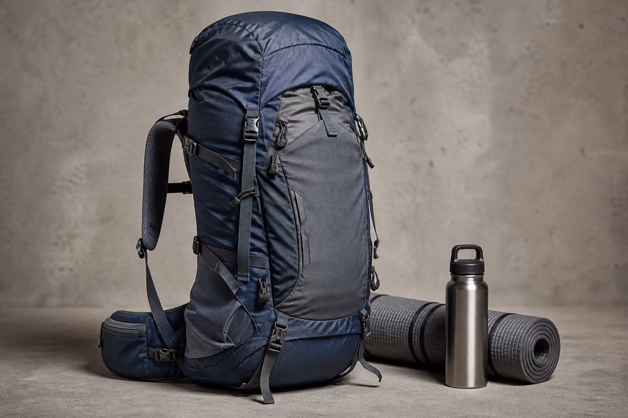 Technical Trekking Backpack Packed for Alpine Hiking