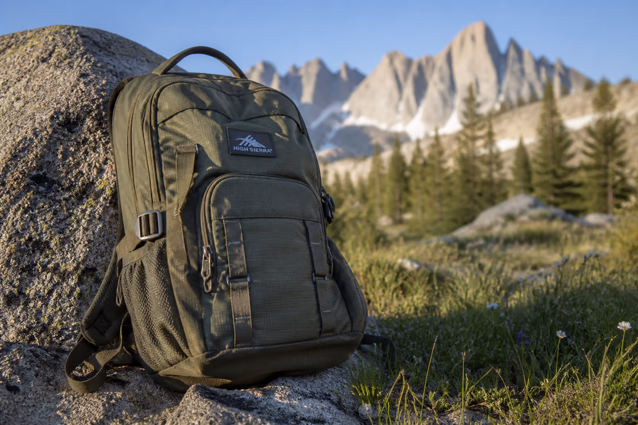 High Sierra Riprap Lifestyle Backpack Resting on Alpine Rock