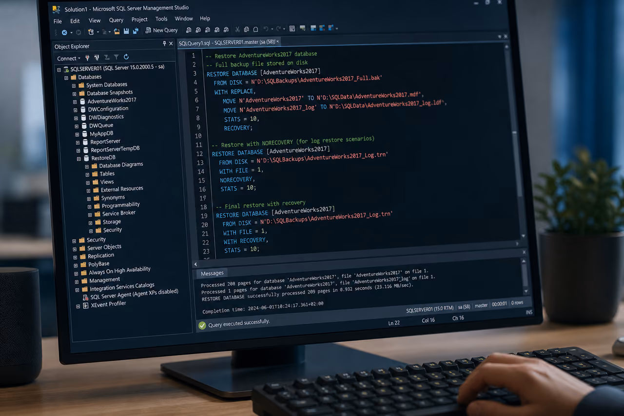It Professional Fixing Sql Database in Restoring Mode