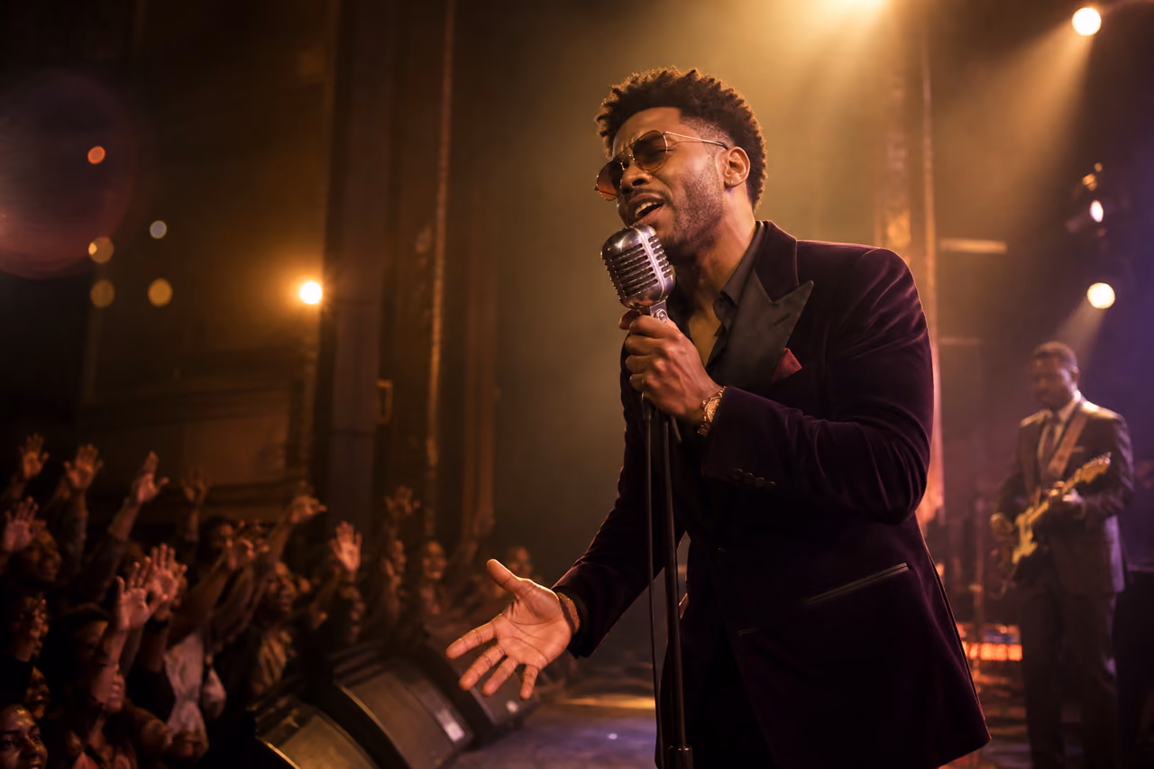 Soul Singer Performing Live on a Vibrant Concert Stage