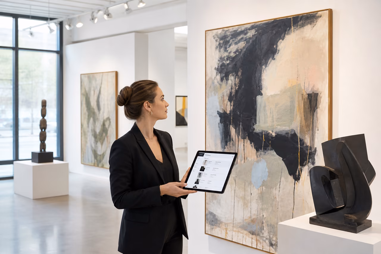 Art Gallery Manager Curating Contemporary Artwork Exhibition