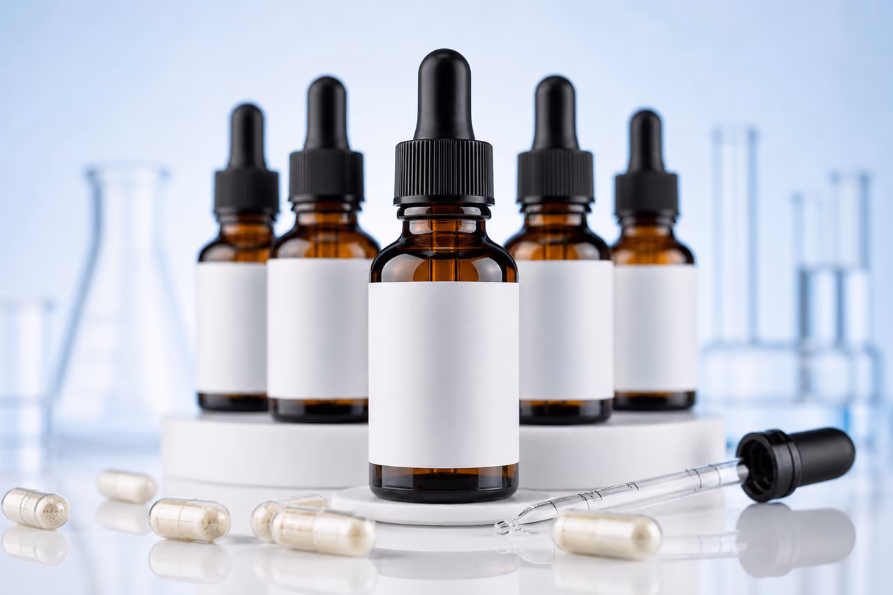 Complete Set of Sarms Supplement Bottles and Capsules