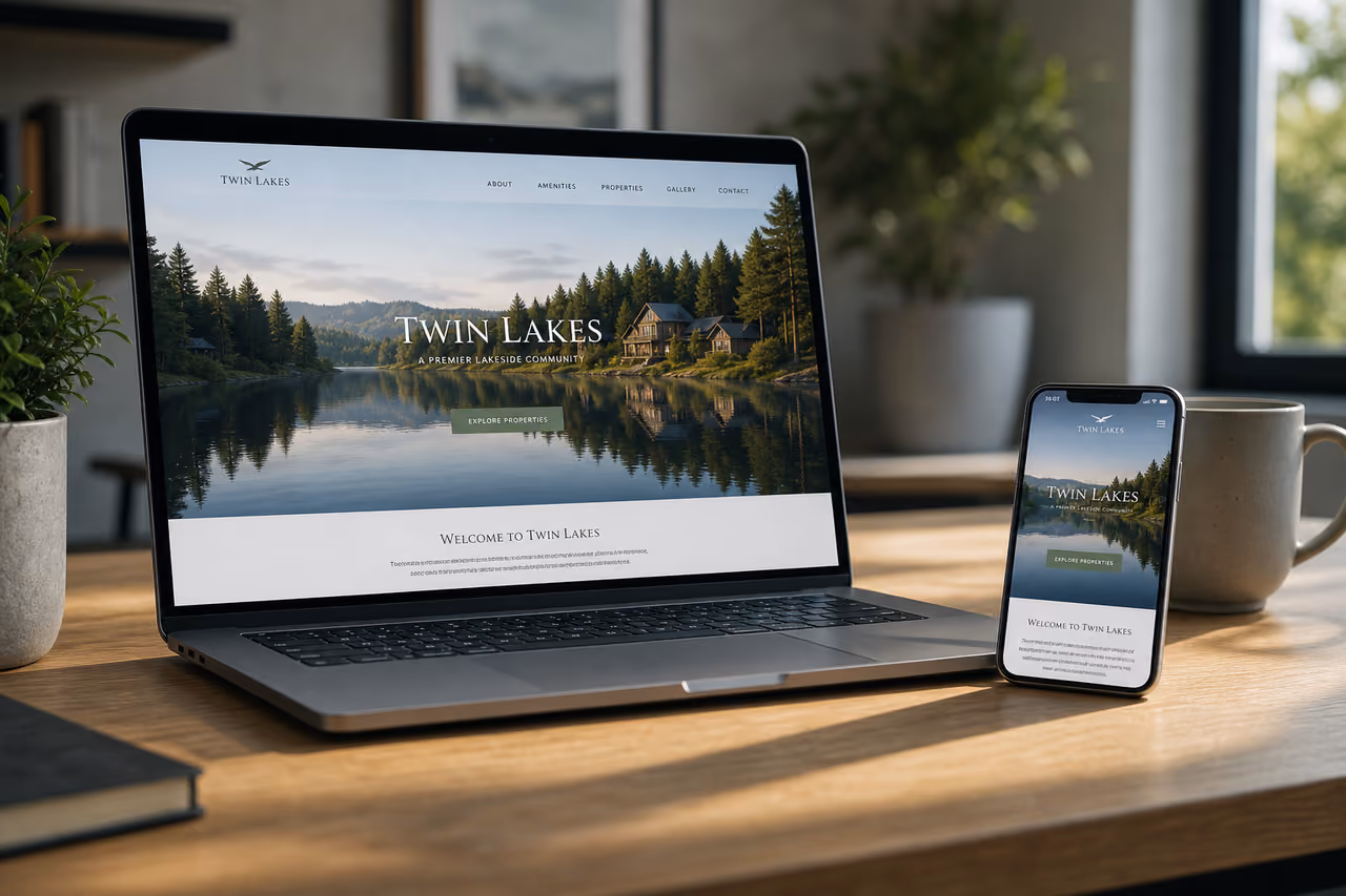 Laptop and Smartphone Displaying the Www Twinlakes Com Website