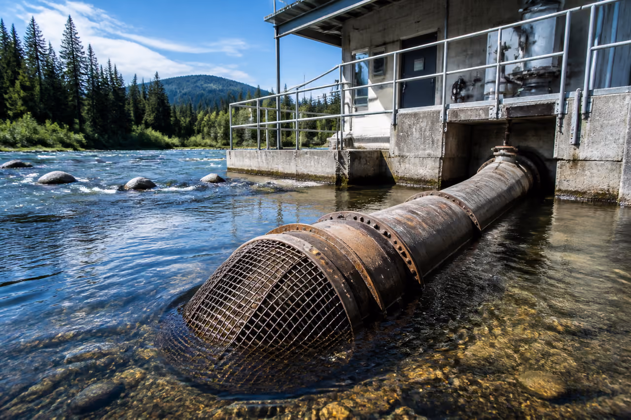 Industrial River Water Extraction at a Pumping Station