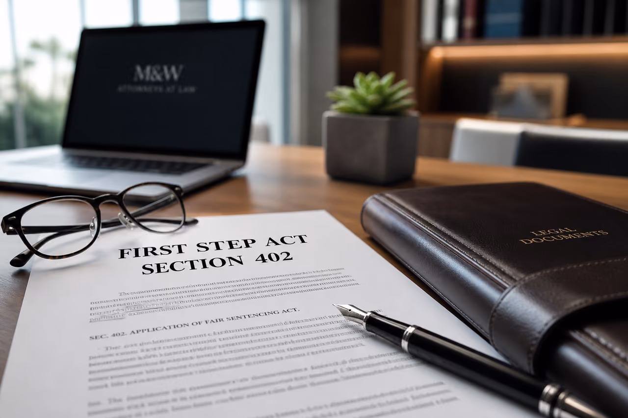 Legal Documents Regarding First Step Act Section 402 on Office Desk
