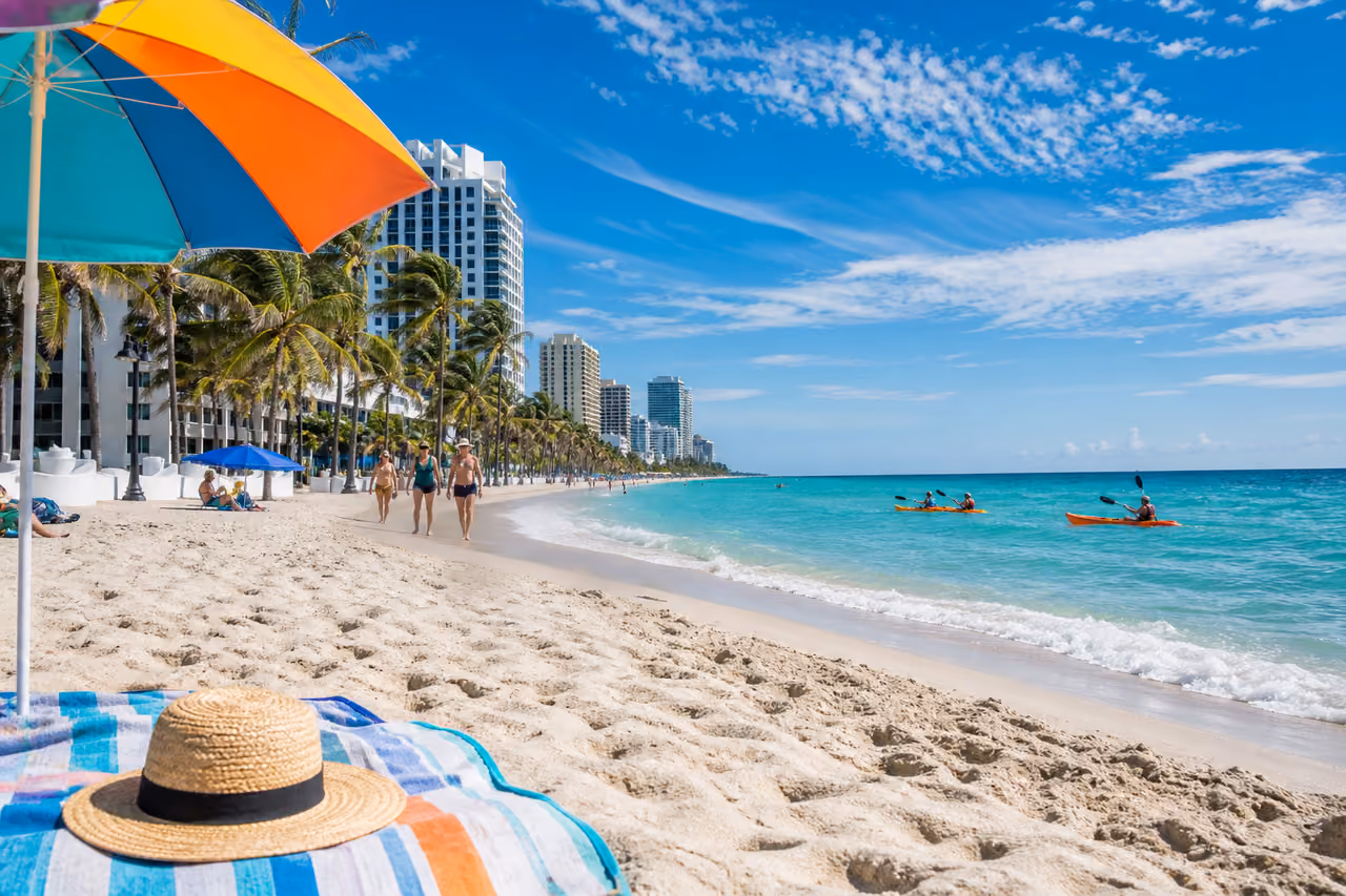 Tourists Enjoying Activities on a Sunny Fort Lauderdale Beach