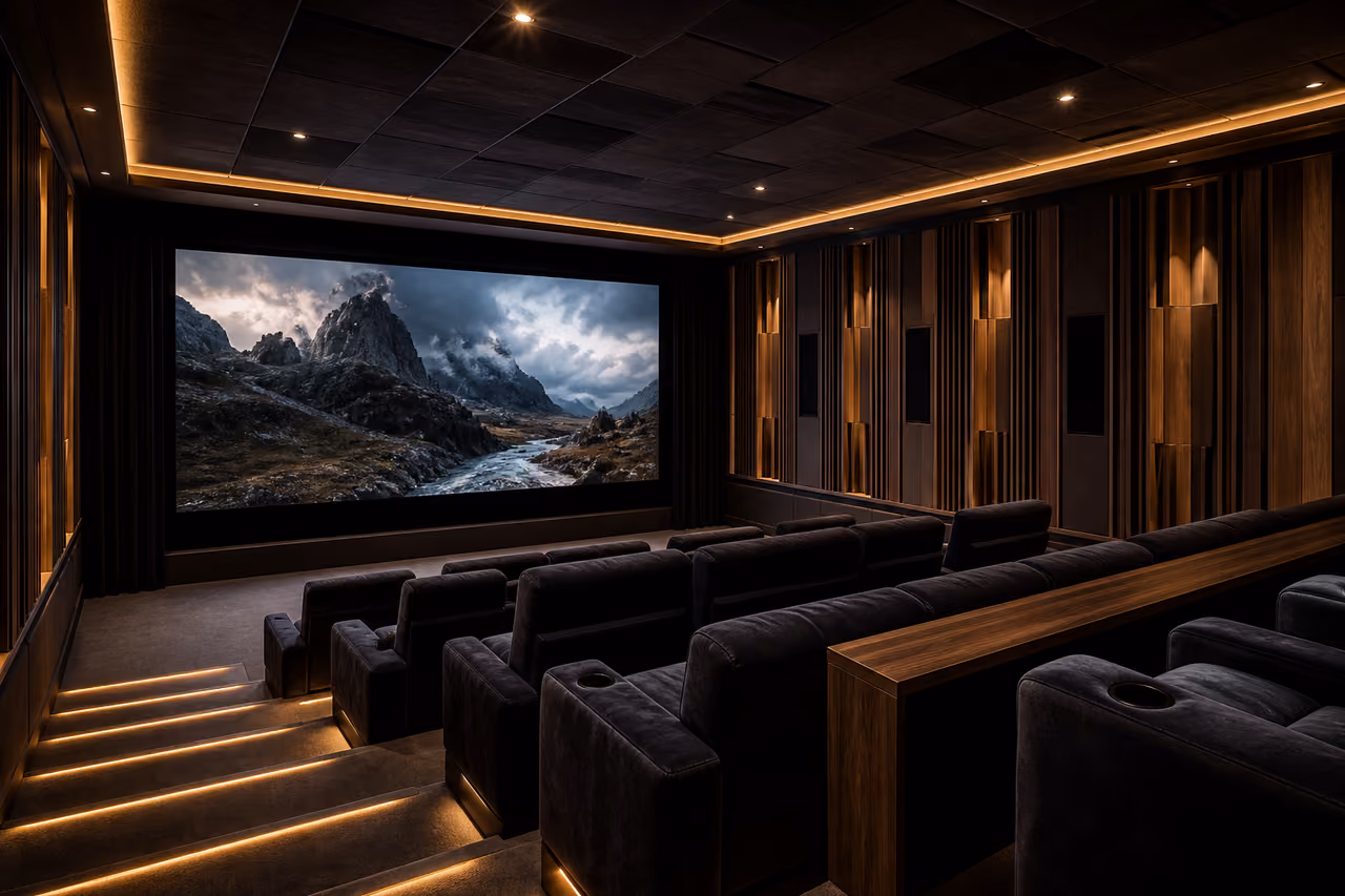 Luxury Modern Home Cinema with Bespoke Interior Architecture Design