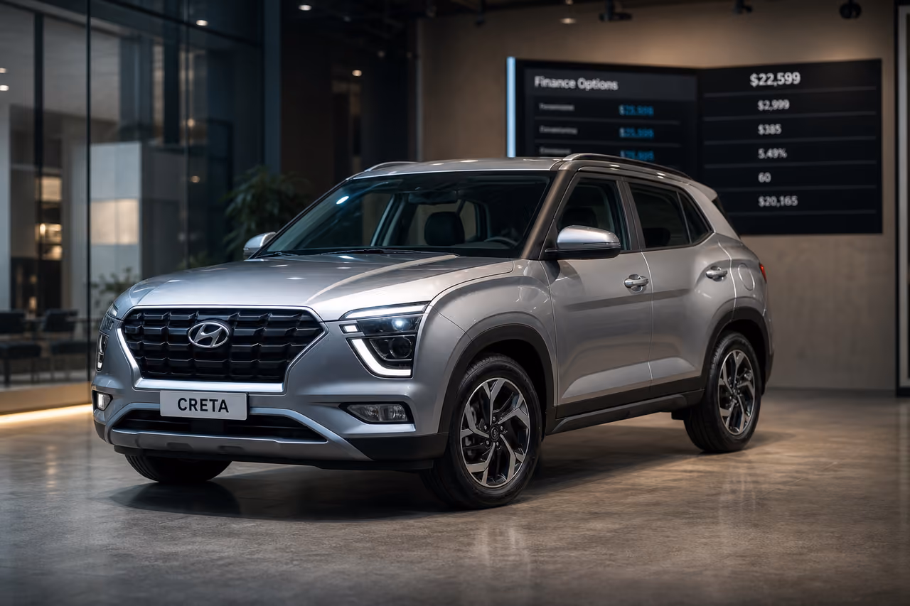Modern Compact SUV Parked in a Minimalist Showroom