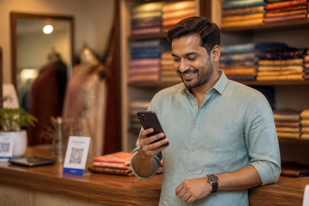 Small Business Owner Securing Digital Loan on Smartphone