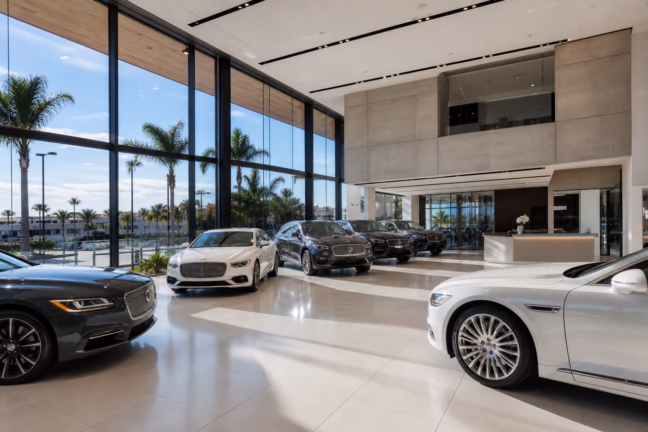 Modern Luxury Car Dealership Showroom in Southern California
