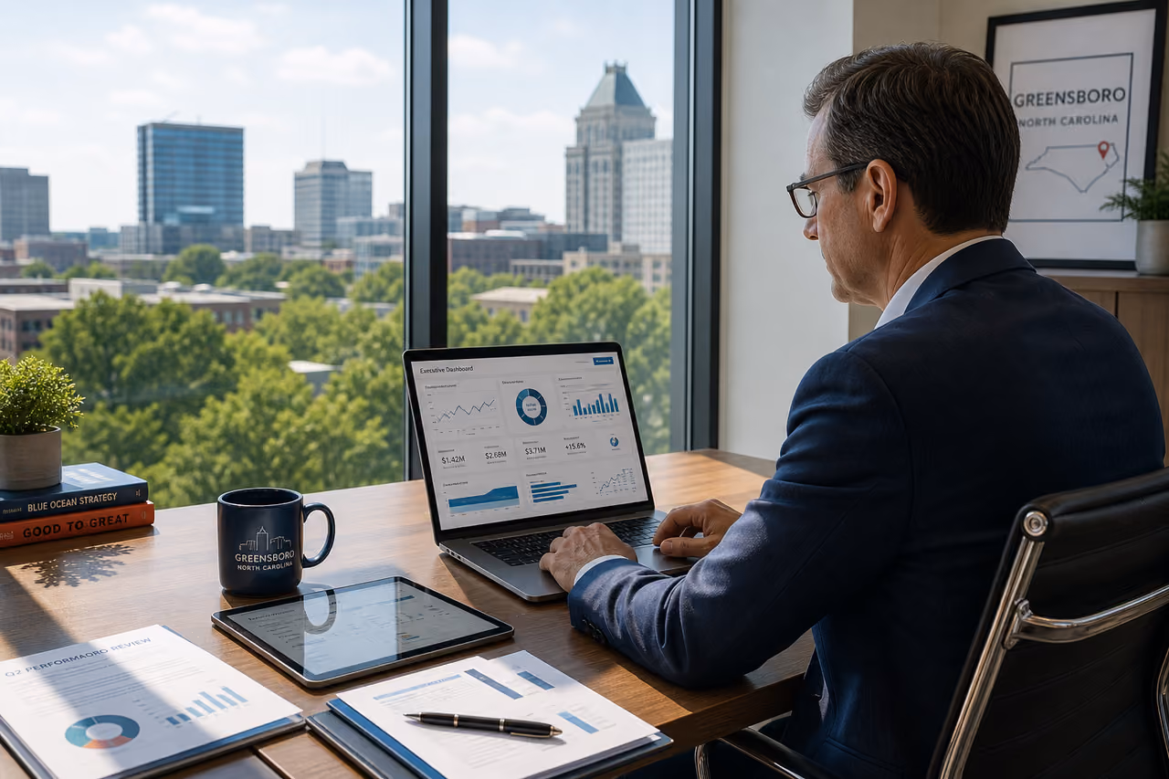 Business Professional Working in a Greensboro North Carolina Corporate Office