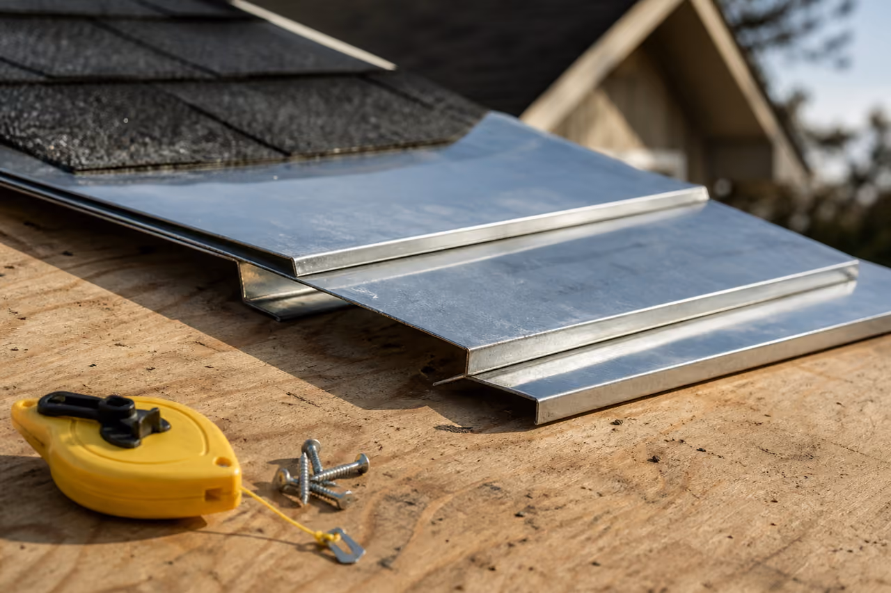 Galvanized Z Flashing on a Residential Roofing Deck
